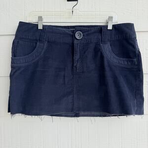 London Jean Navy Micro Cord Mini Skirt Size 14 Y2K